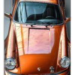 Burnished Orange Classic Sports Car metal wall art print
