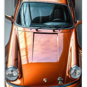 Burnished Orange Classic Sports Car metal wall art print