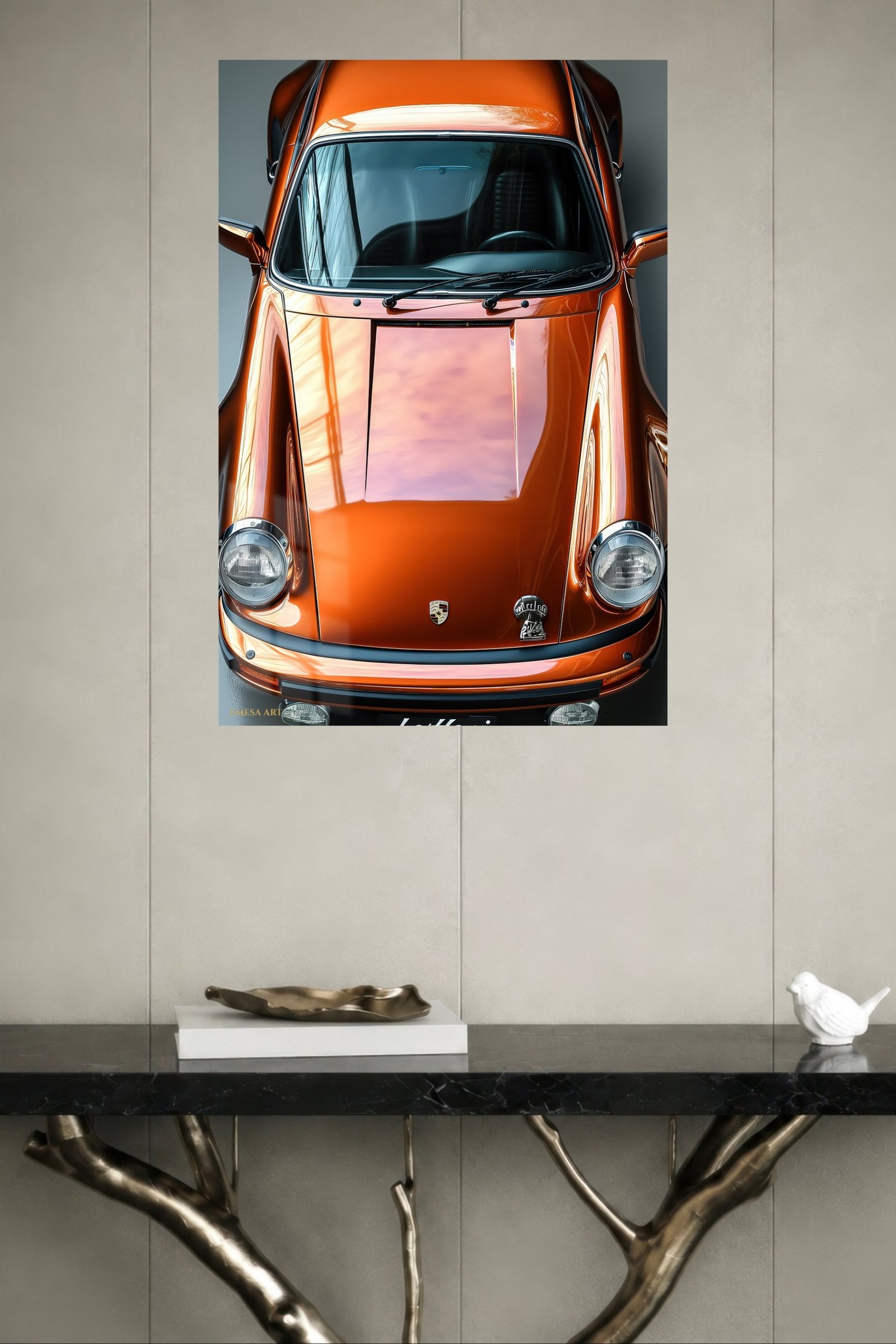 Burnished Orange Classic Sports Car metal wall art print, view 4