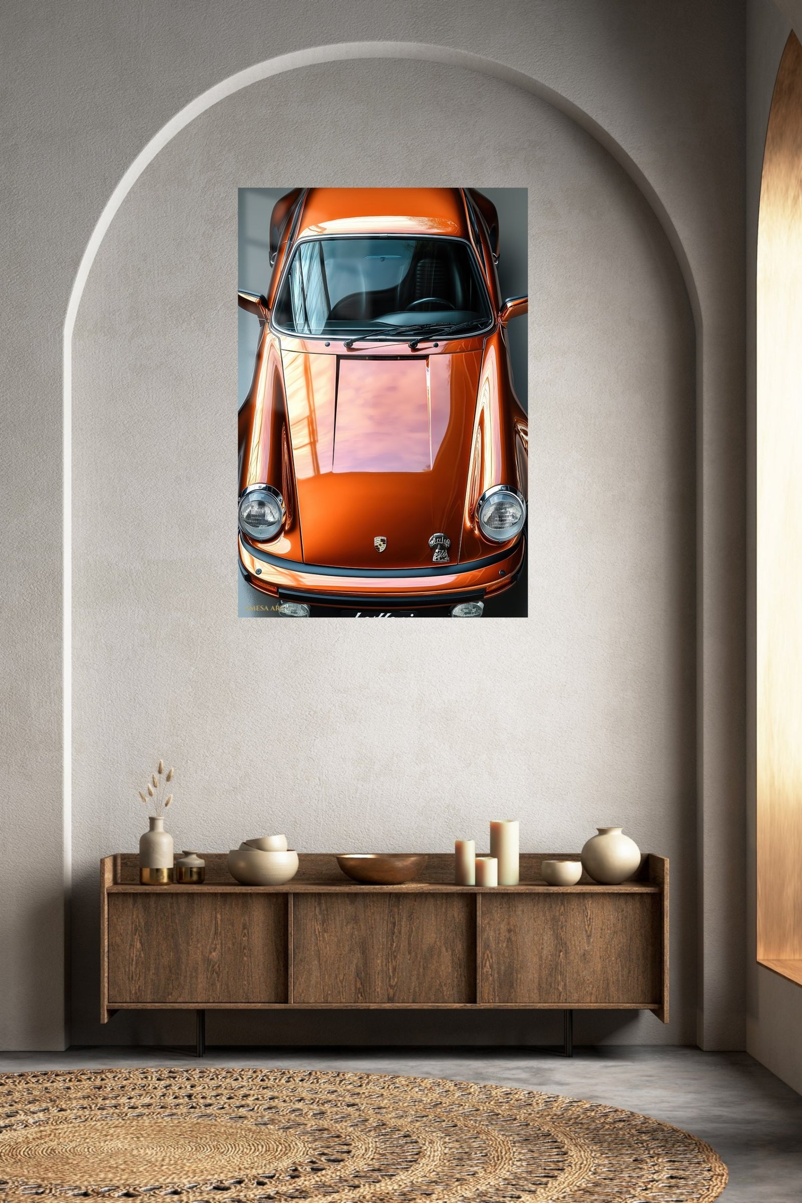 Burnished Orange Classic Sports Car metal wall art print, view 5