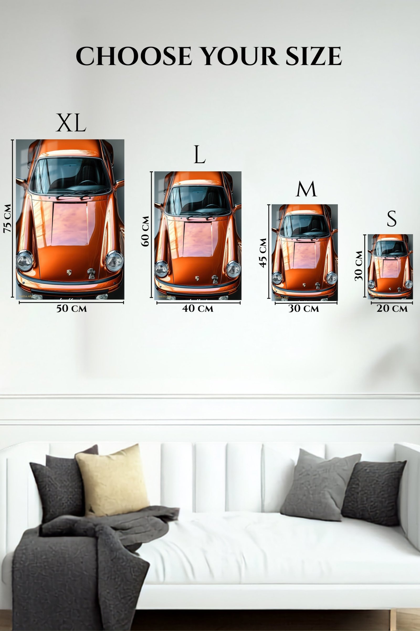 Burnished Orange Classic Sports Car metal wall art print, view 6