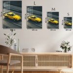 Yellow Vintage Sports Car in Motion metal wall art print, view 6