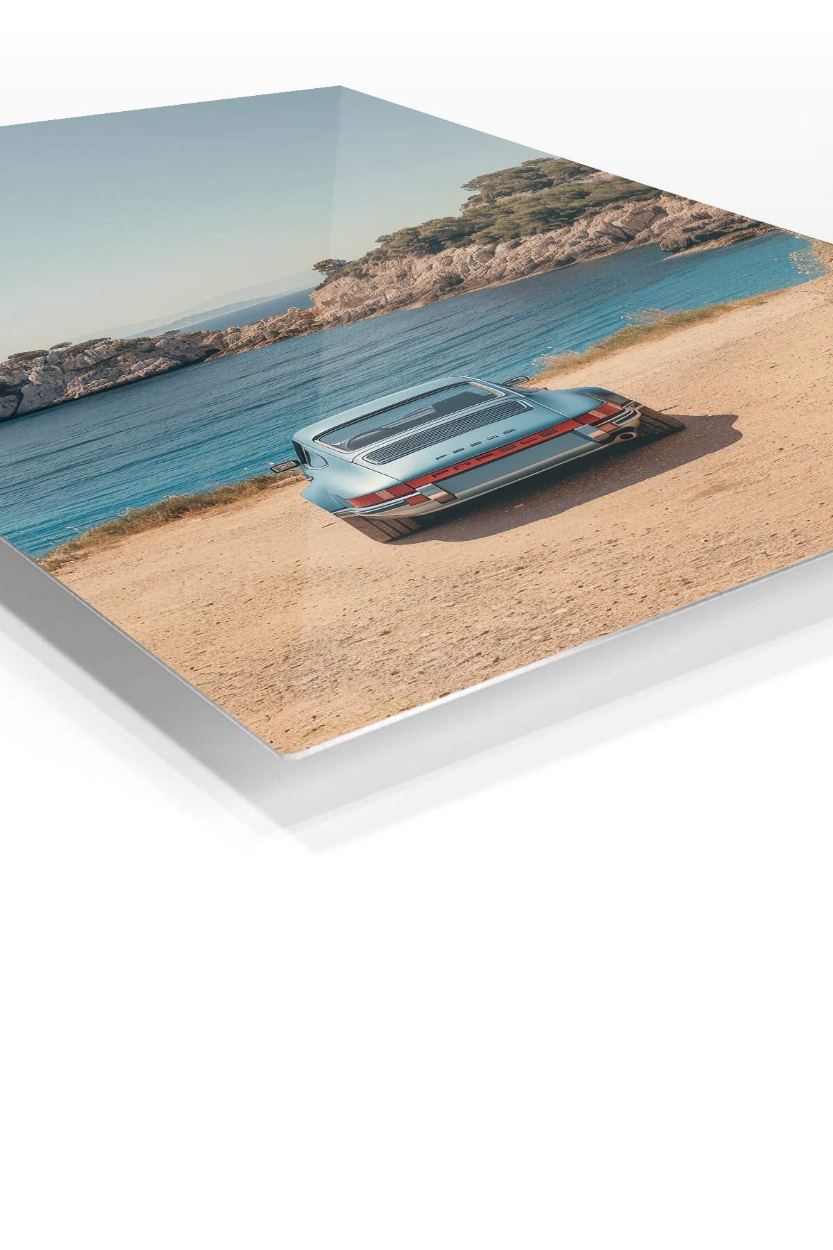 Vintage Blue Coupe by the Coast metal wall art print, view 2