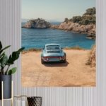 Vintage Blue Coupe by the Coast metal wall art print, view 4