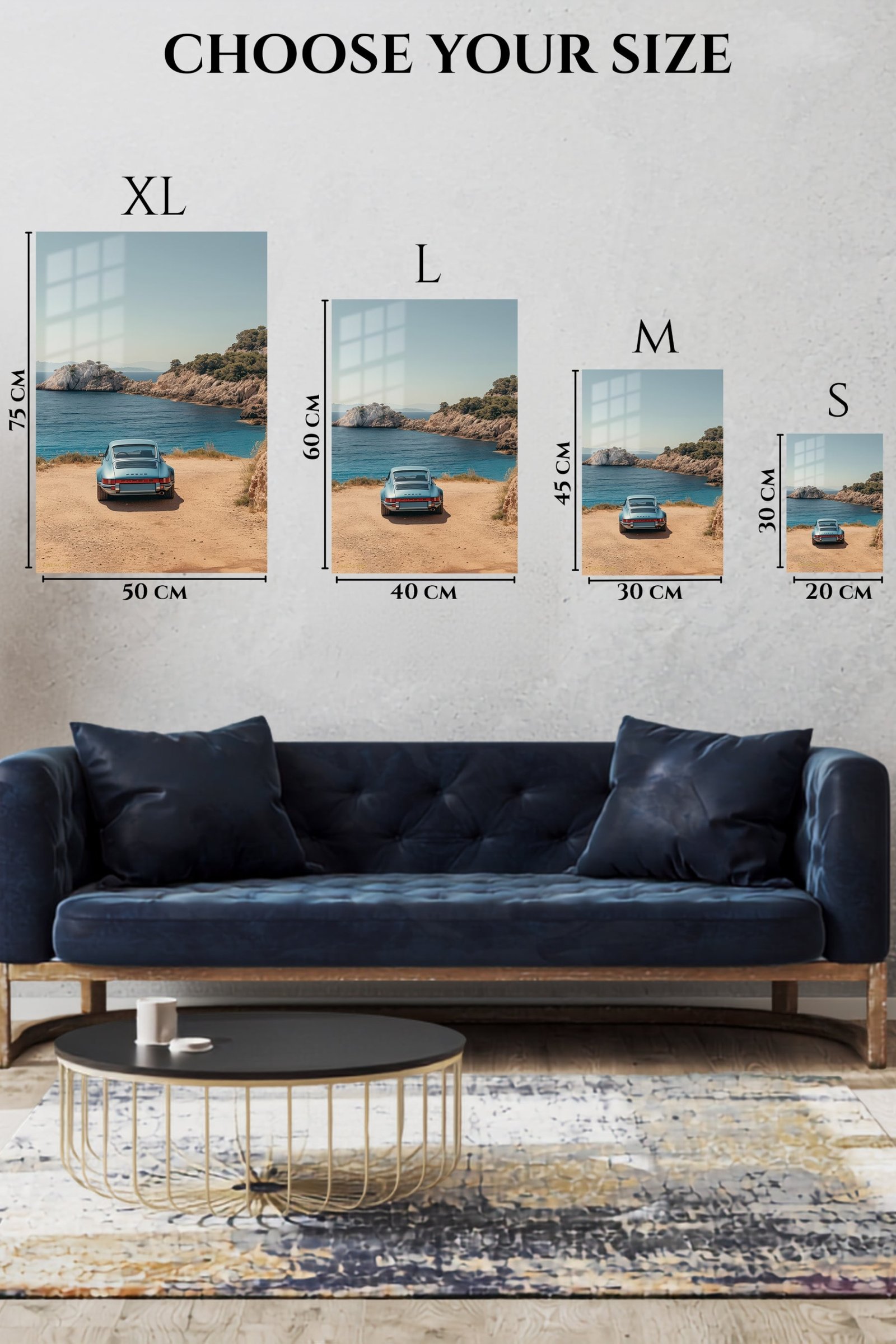 Vintage Blue Coupe by the Coast metal wall art print, view 6