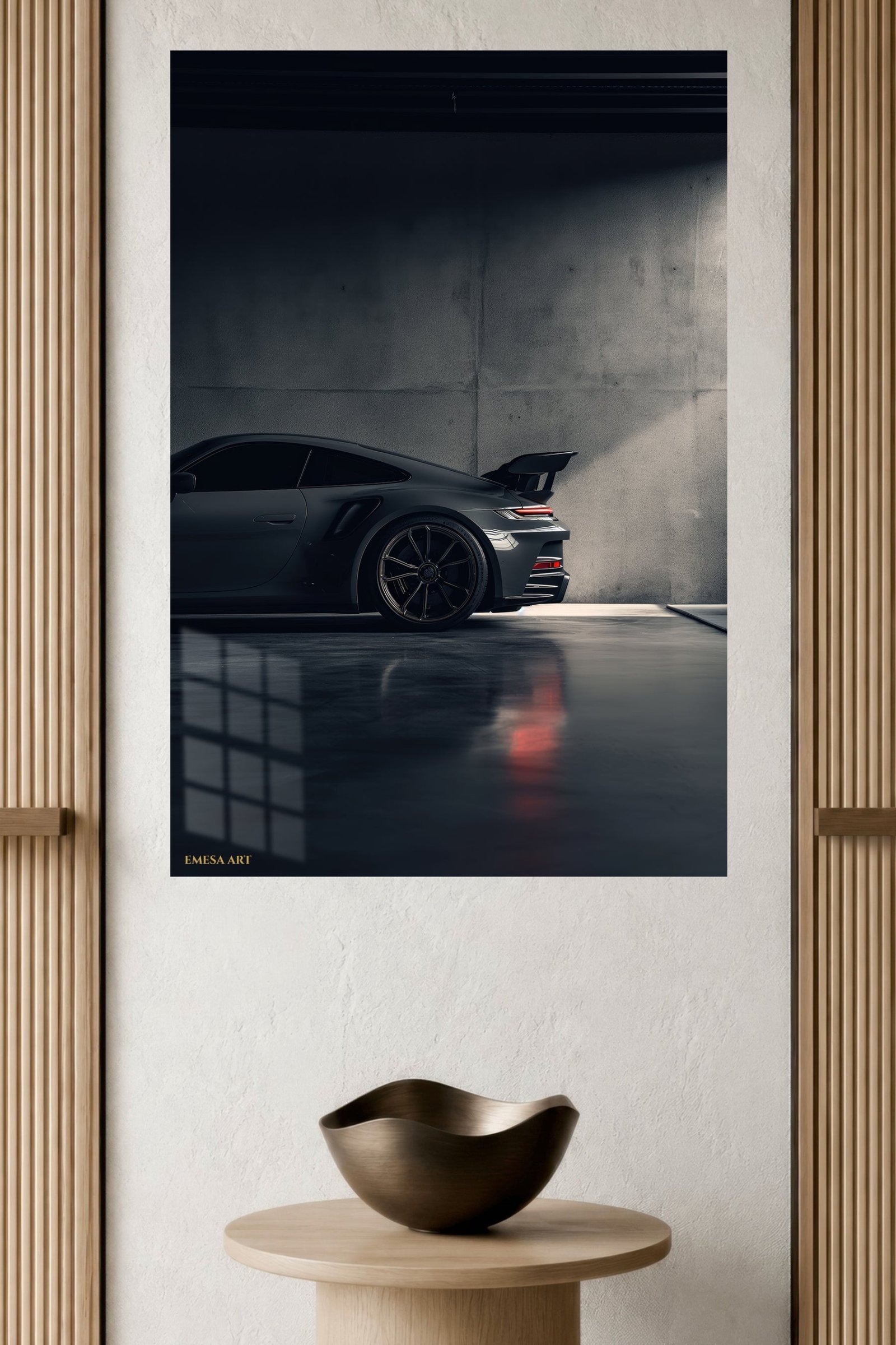 Shadowed Sports Coupe metal wall art print, view 4