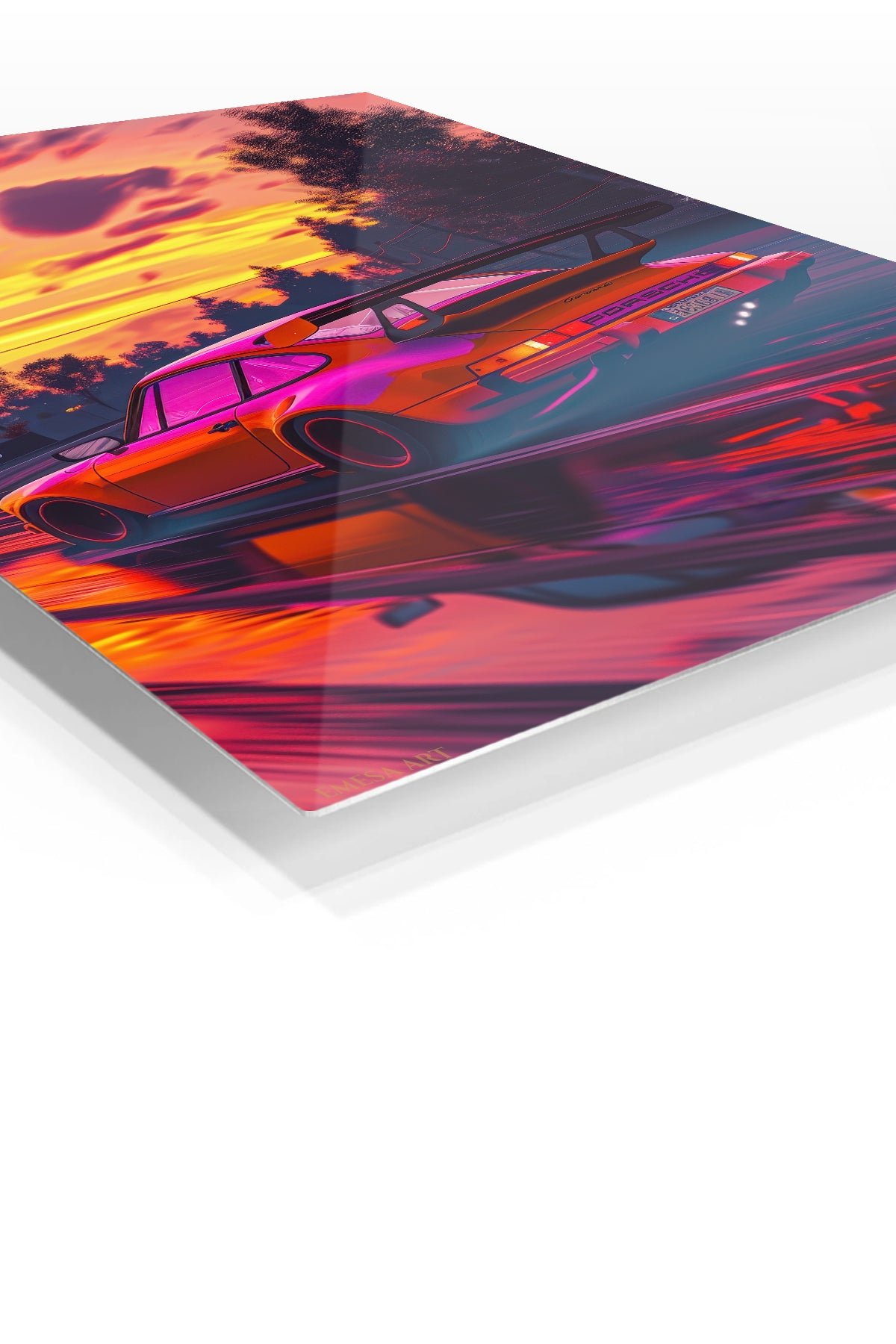 Neon Sunset Track Racer metal wall art print, view 2