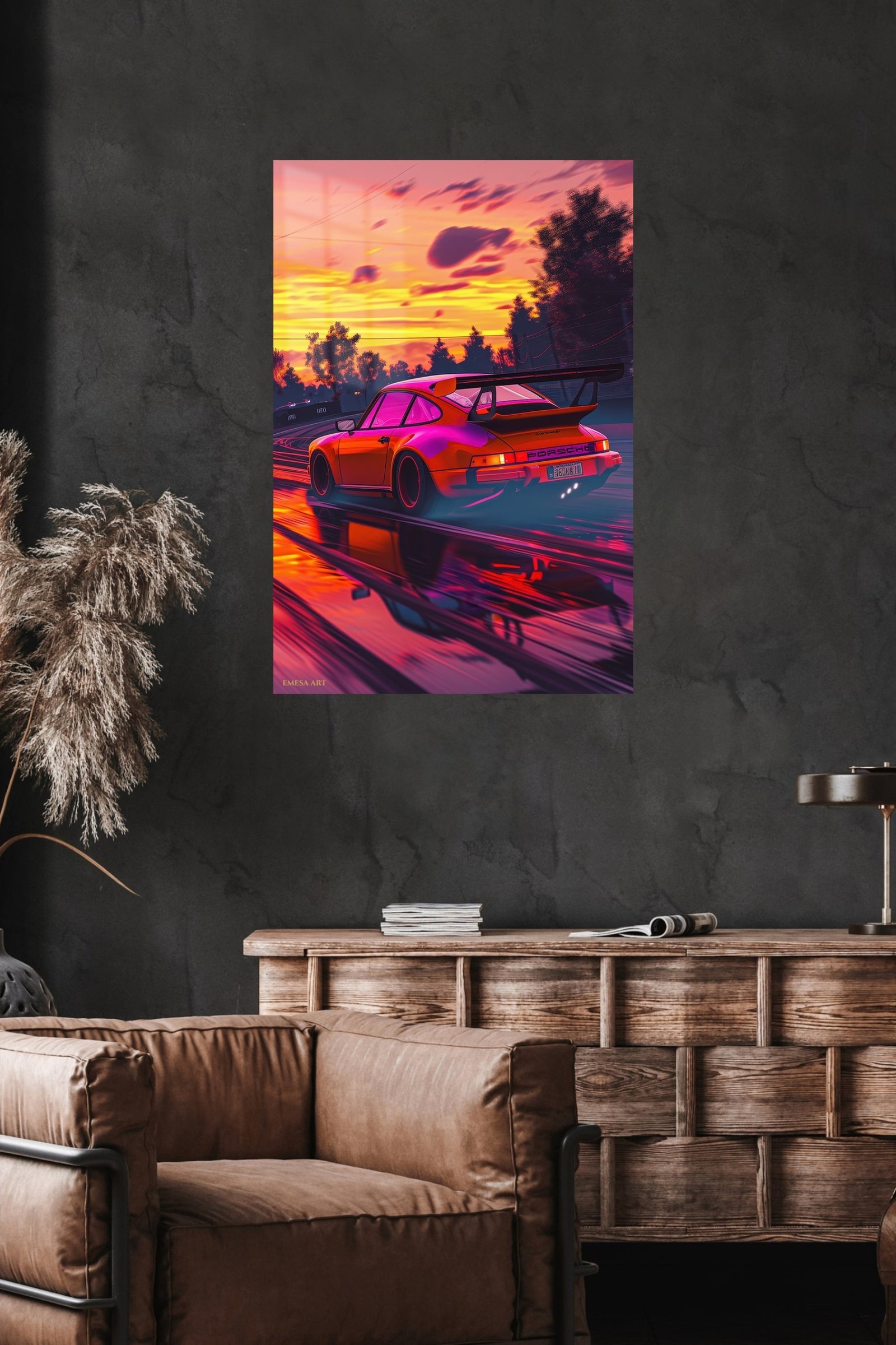 Neon Sunset Track Racer metal wall art print, view 4