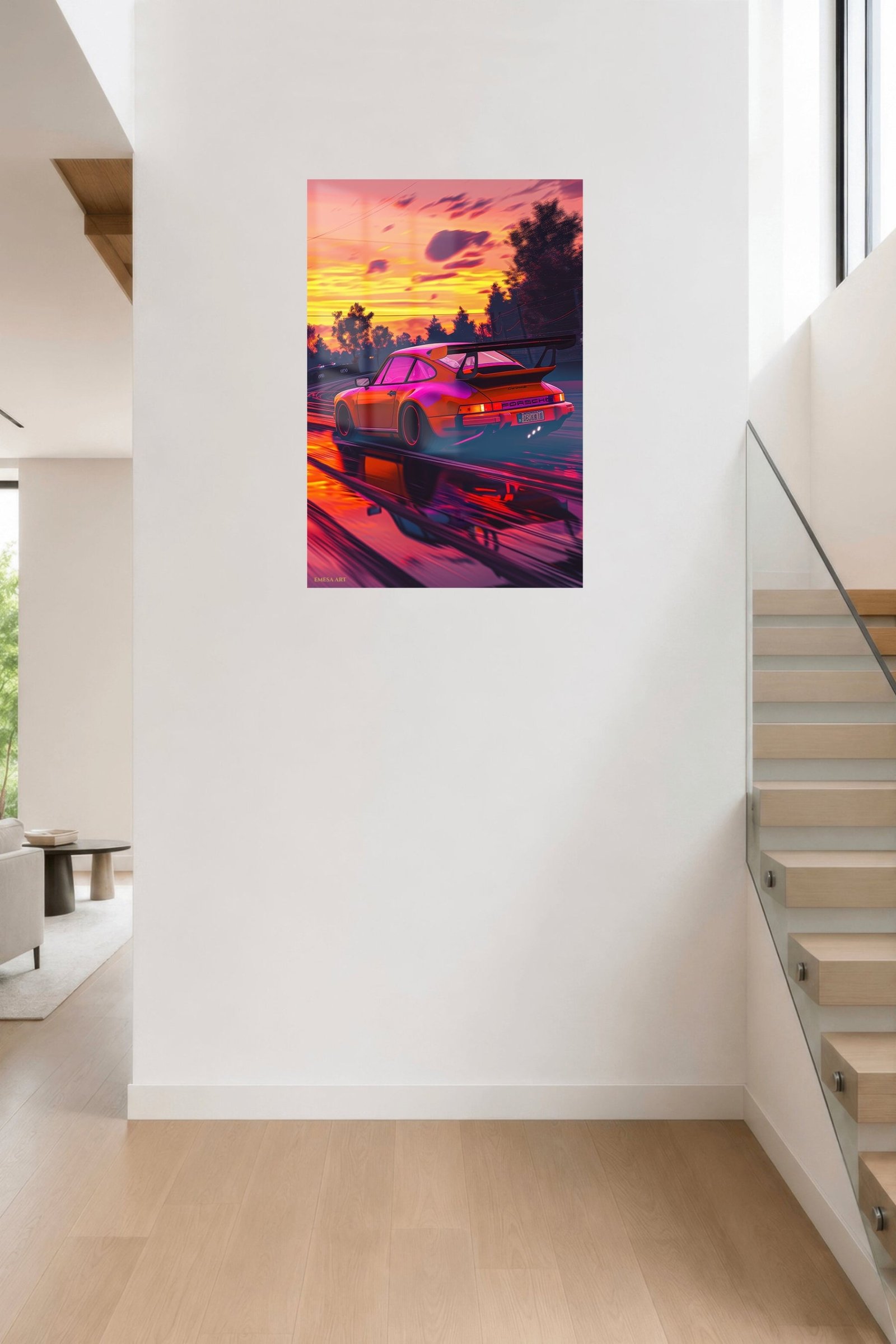 Neon Sunset Track Racer metal wall art print, view 5