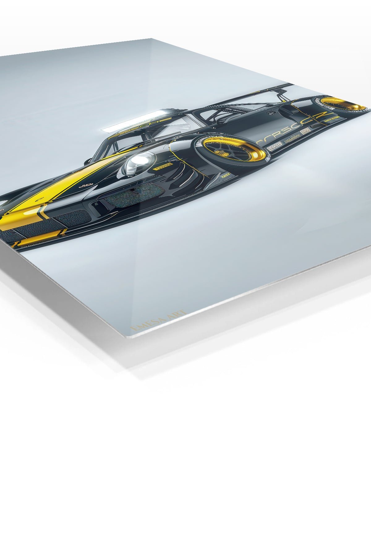 Black and Yellow Track Car metal wall art print, view 2