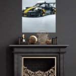 Black and Yellow Track Car metal wall art print, view 4