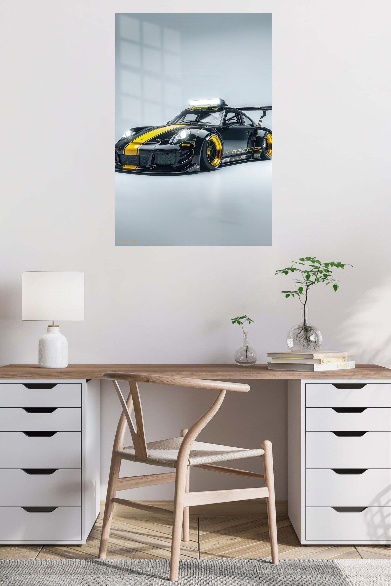 Black and Yellow Track Car metal wall art print, view 5