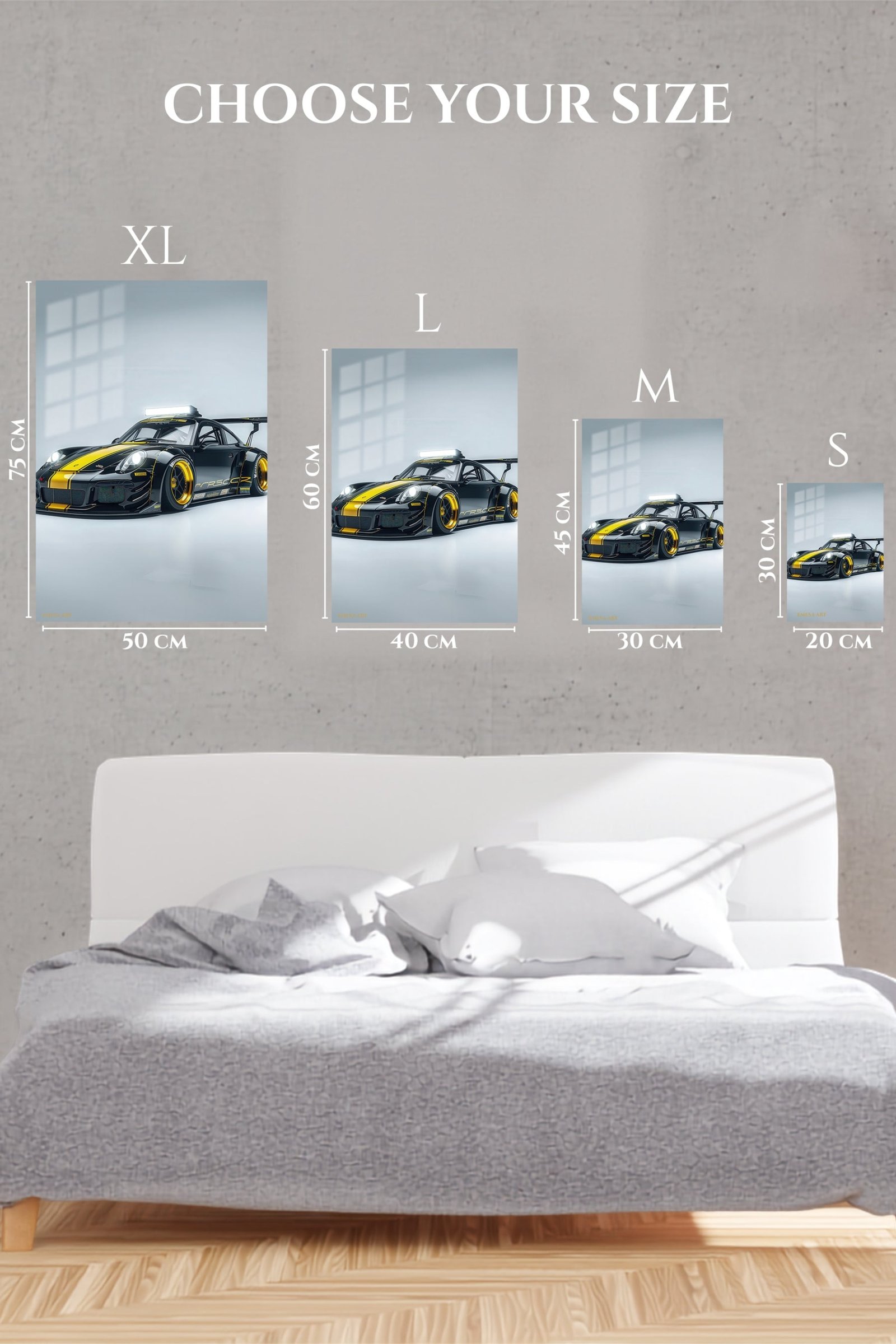 Black and Yellow Track Car metal wall art print, view 6