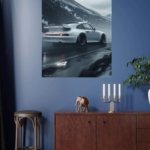 Silver Sports Car in Mountain Mist metal wall art print, view 4