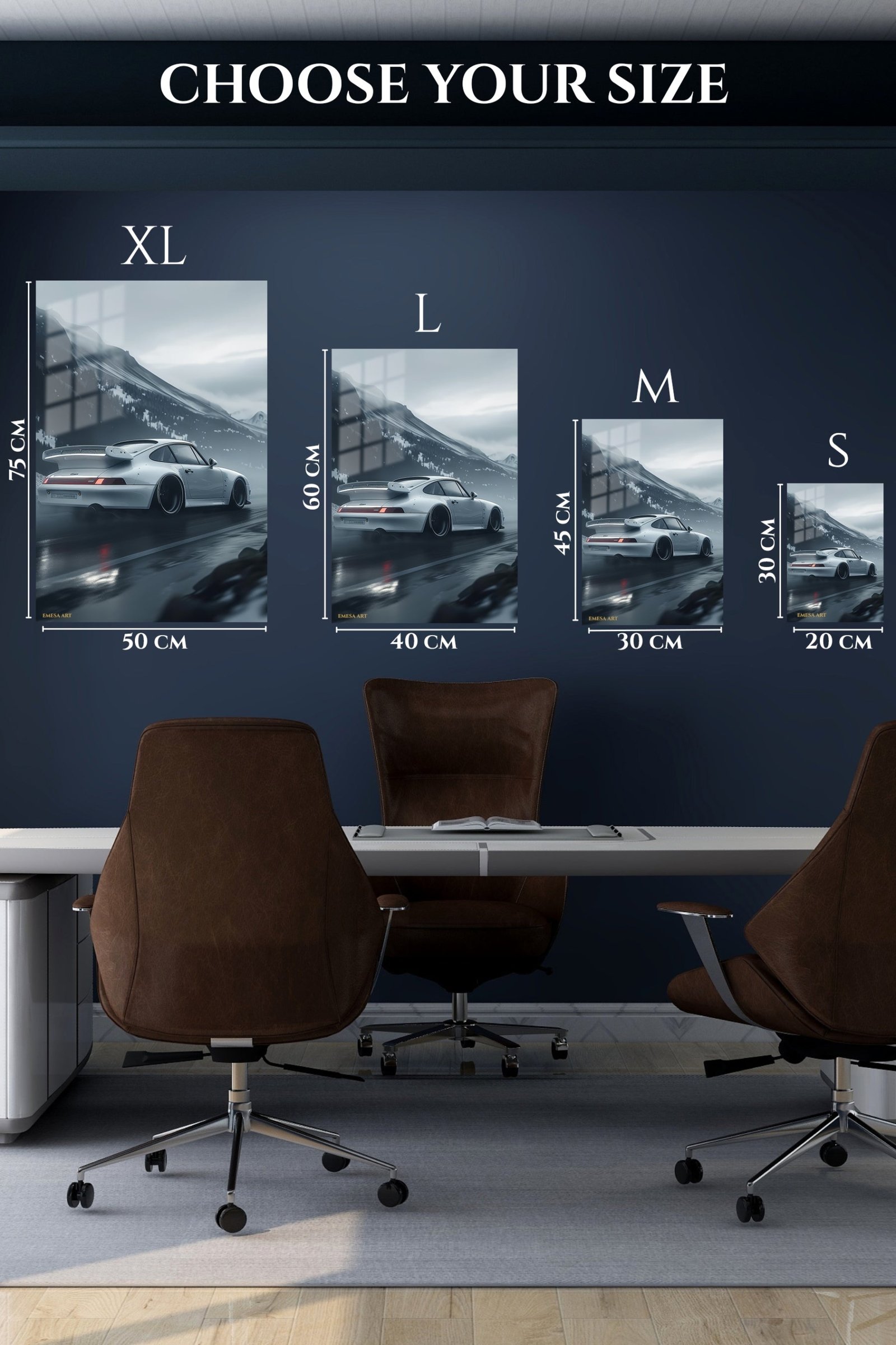 Silver Sports Car in Mountain Mist metal wall art print, view 6