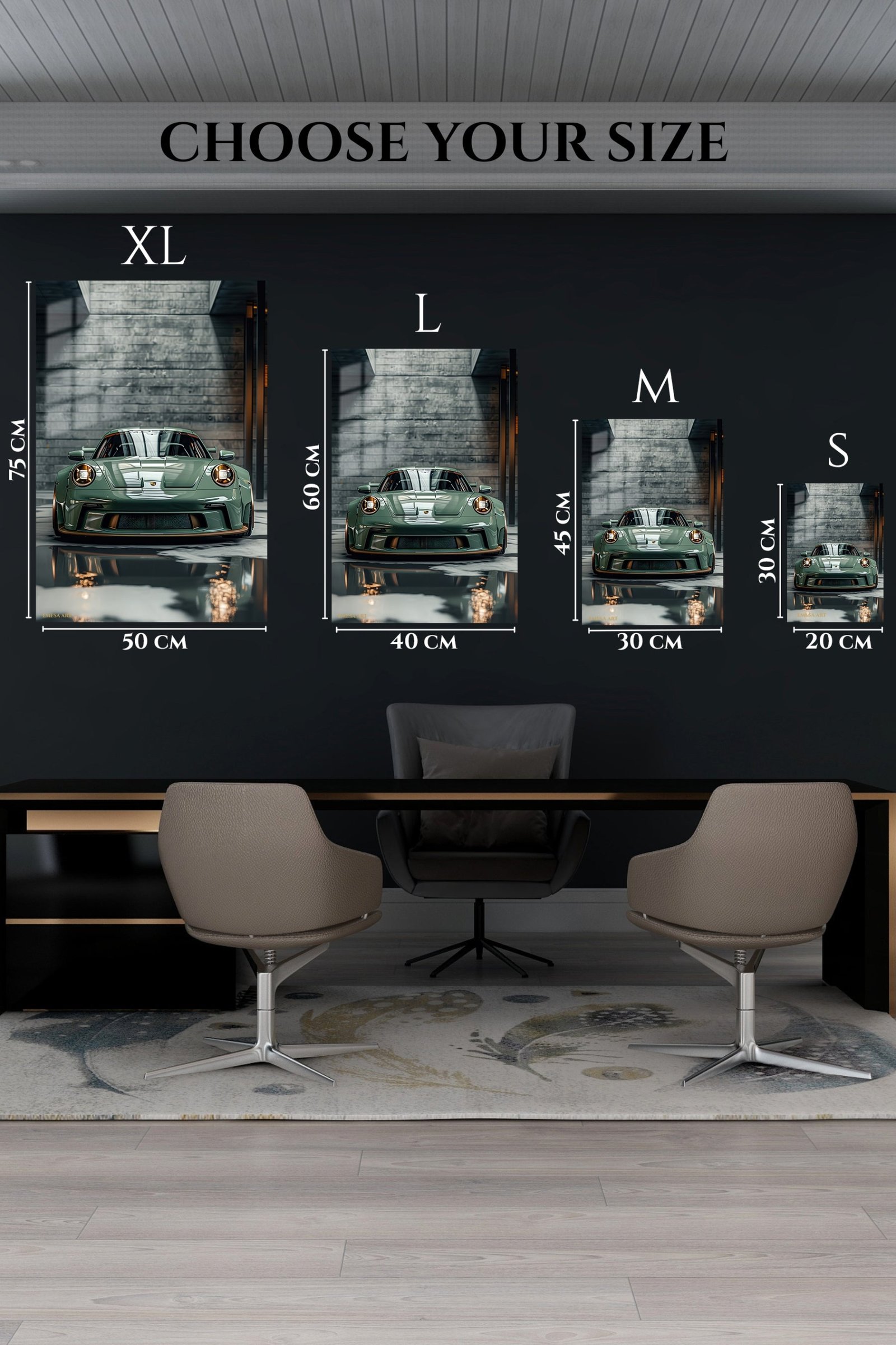 Sage Green Sports Car Garage metal wall art print, view 6