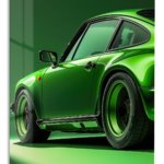 Emerald Sports Car Detail metal wall art print