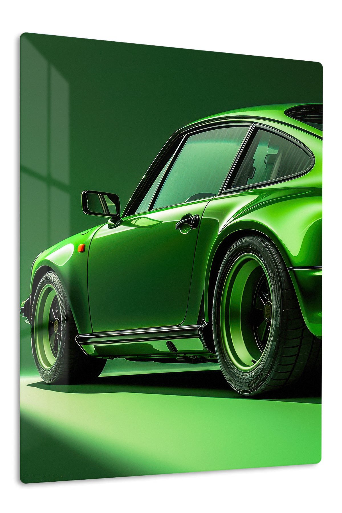 Emerald Sports Car Detail metal wall art print