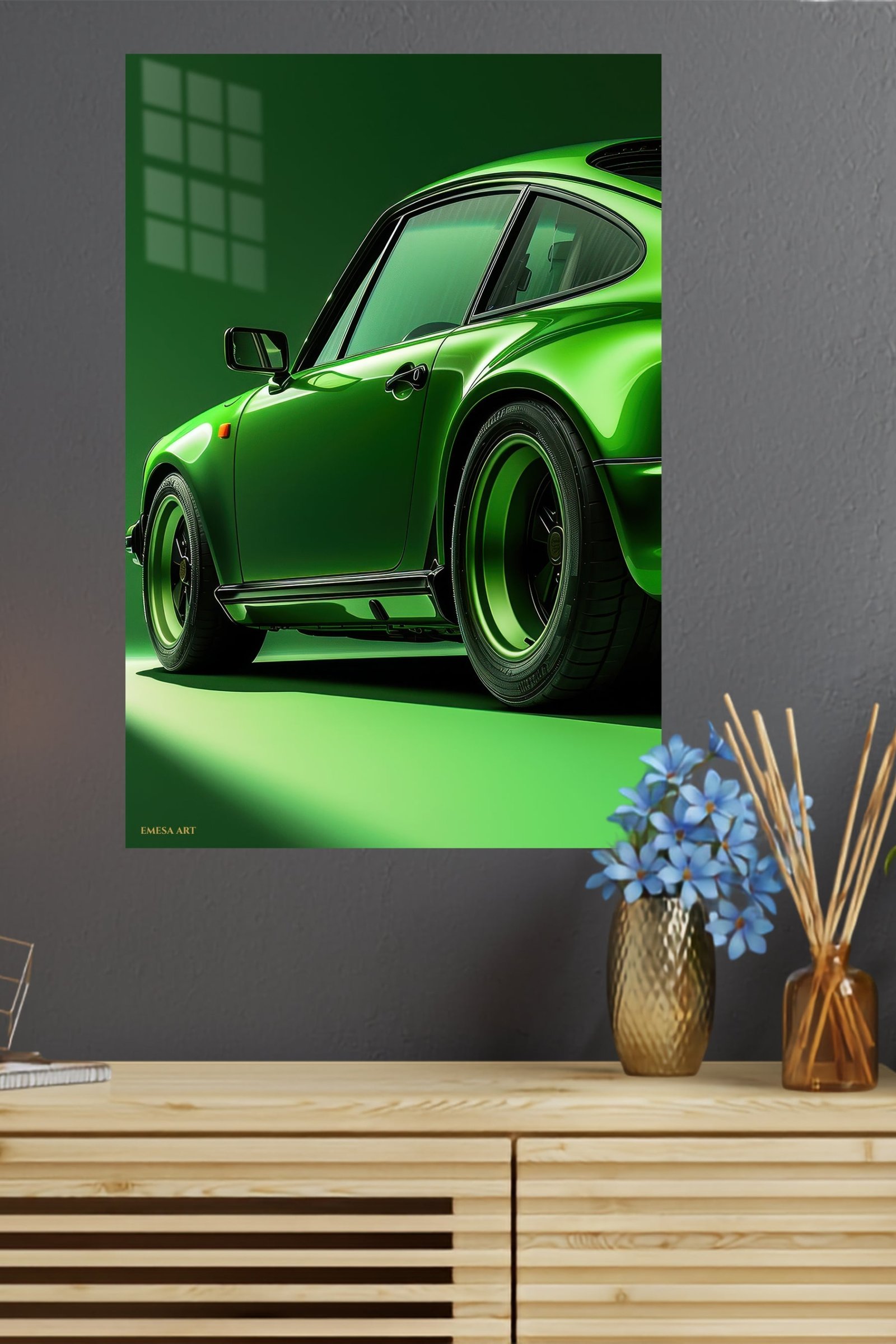 Emerald Sports Car Detail metal wall art print, view 4