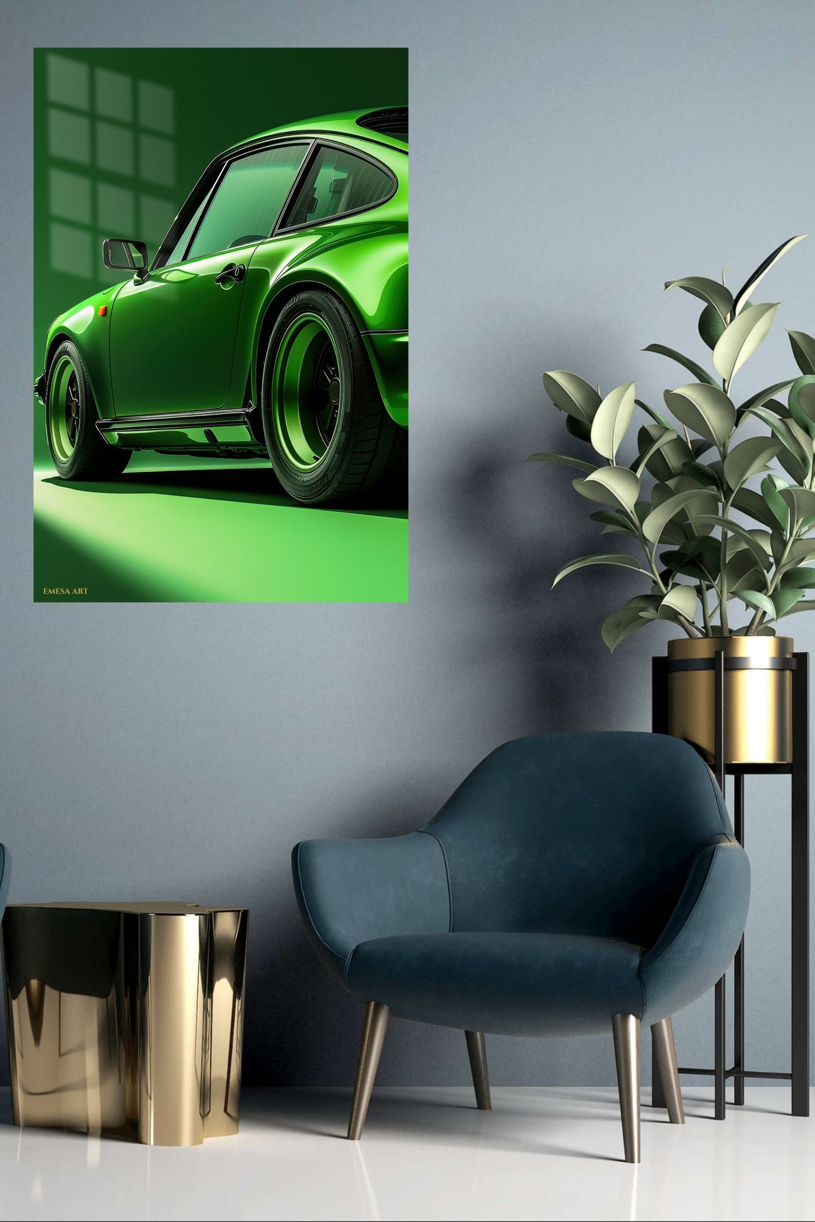 Emerald Sports Car Detail metal wall art print, view 5