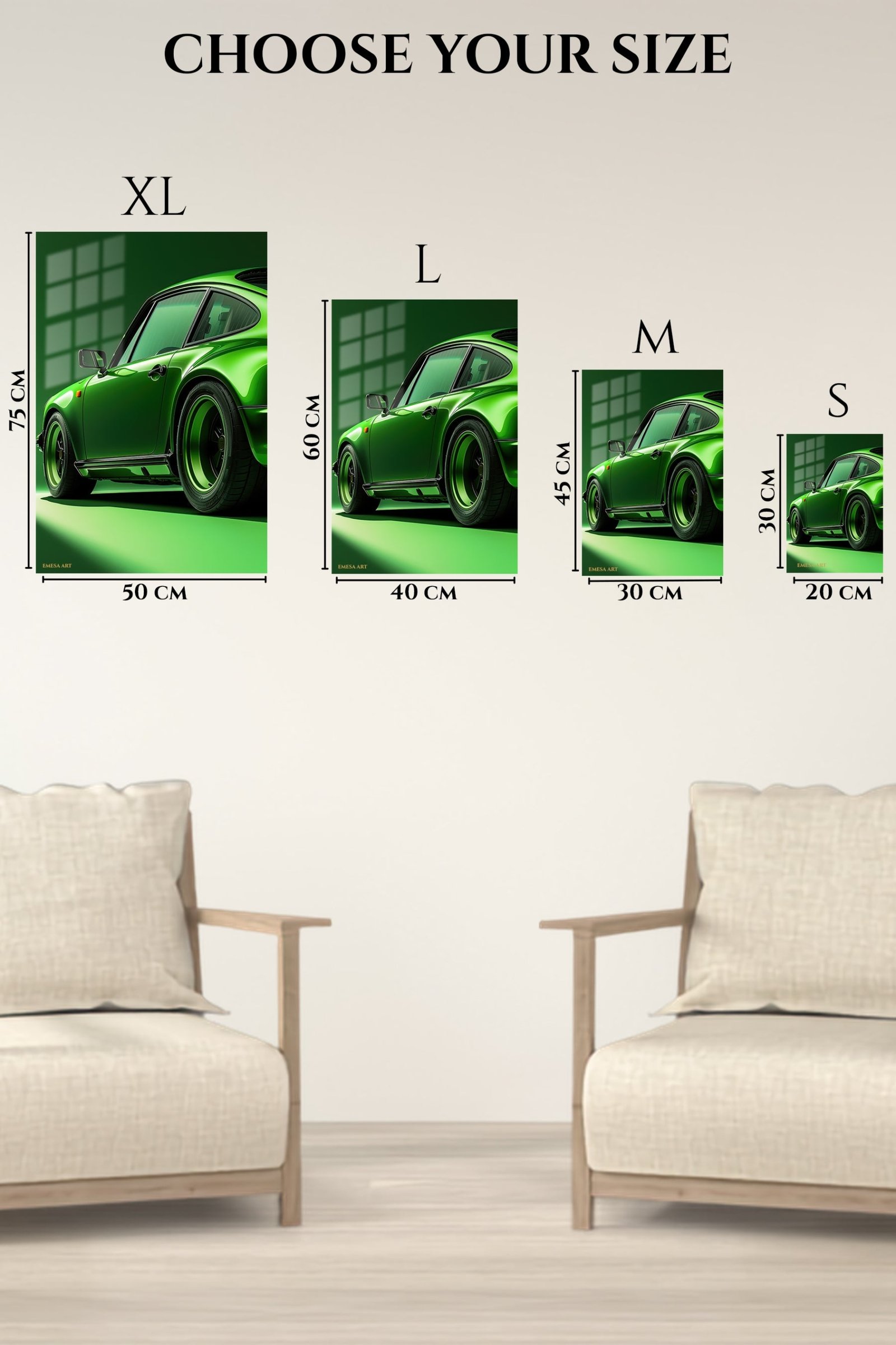 Emerald Sports Car Detail metal wall art print, view 6