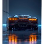 Neon Supercar Rear View metal wall art print