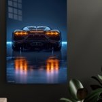 Neon Supercar Rear View metal wall art print, view 4