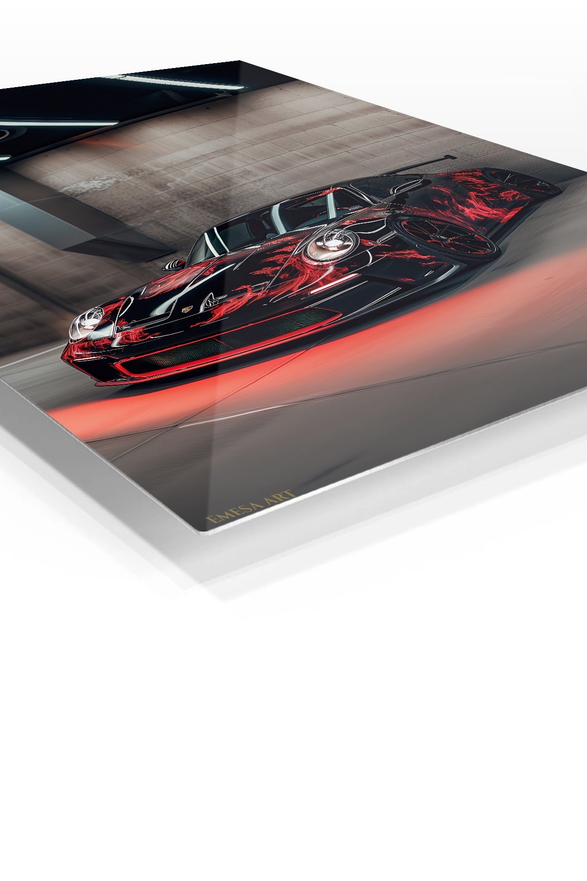 Red Lightning Sports Car metal wall art print, view 2