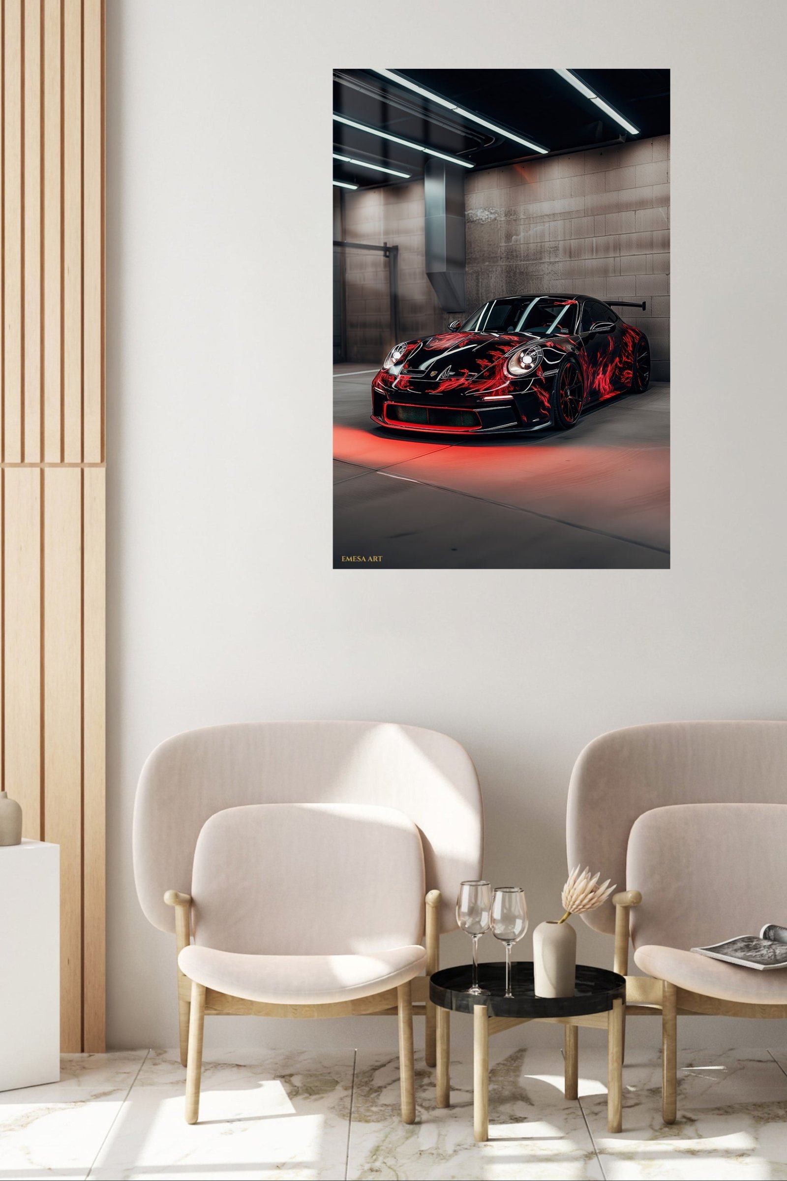 Red Lightning Sports Car metal wall art print, view 5