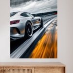 Silver Sports Coupe Under Storm Clouds metal wall art print, view 4