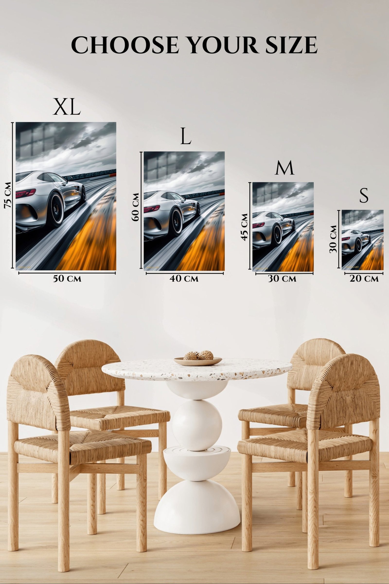 Silver Sports Coupe Under Storm Clouds metal wall art print, view 6