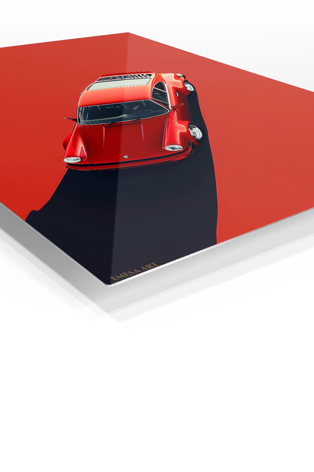 Red Vintage Sports Car Shadow metal wall art print, view 2