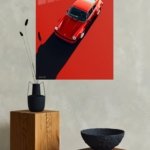 Red Vintage Sports Car Shadow metal wall art print, view 4
