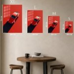 Red Vintage Sports Car Shadow metal wall art print, view 6