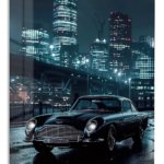 Classic Coupe in Neon City Rain metal wall art print