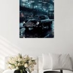 Classic Coupe in Neon City Rain metal wall art print, view 5