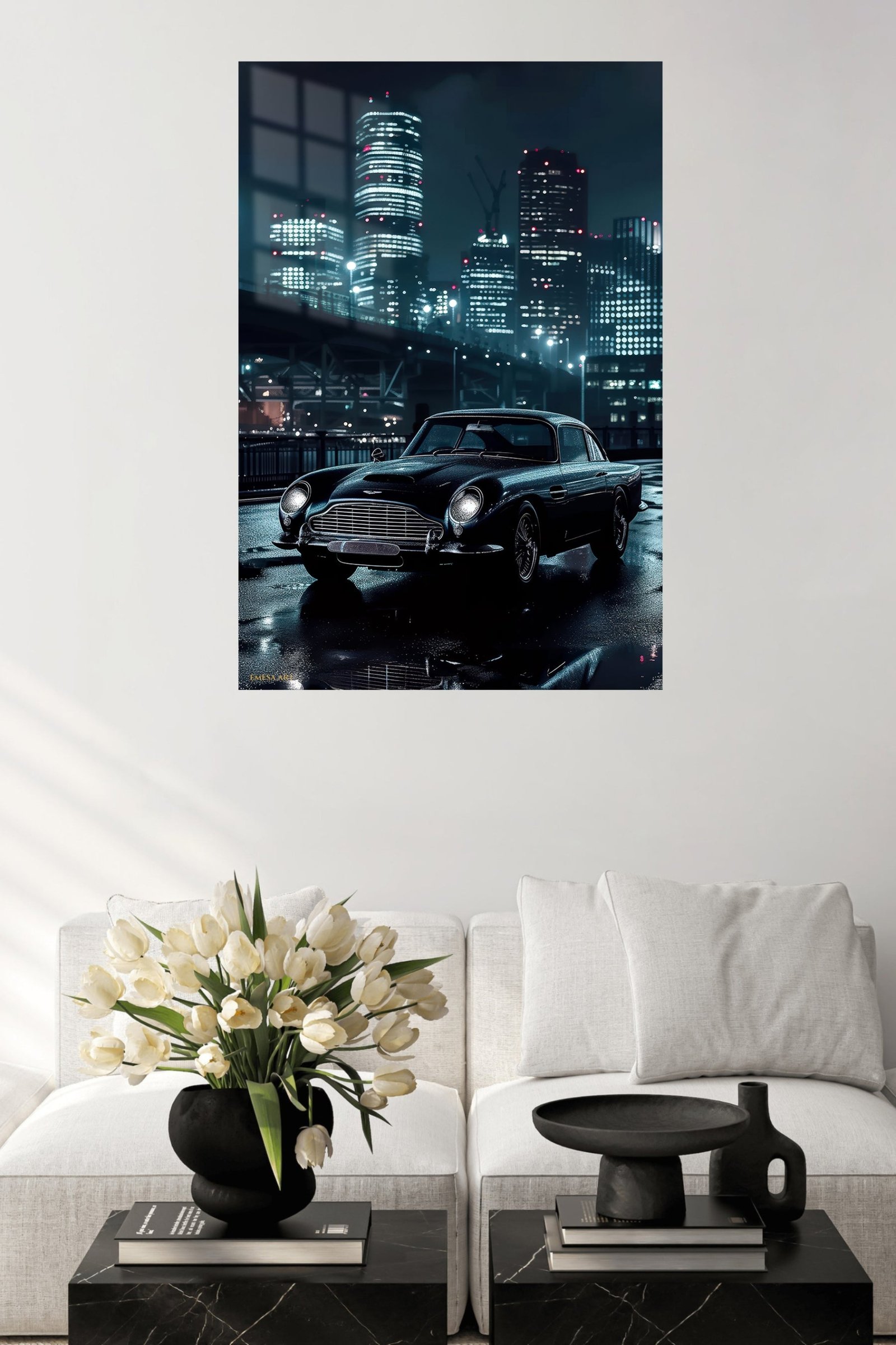 Classic Coupe in Neon City Rain metal wall art print, view 5
