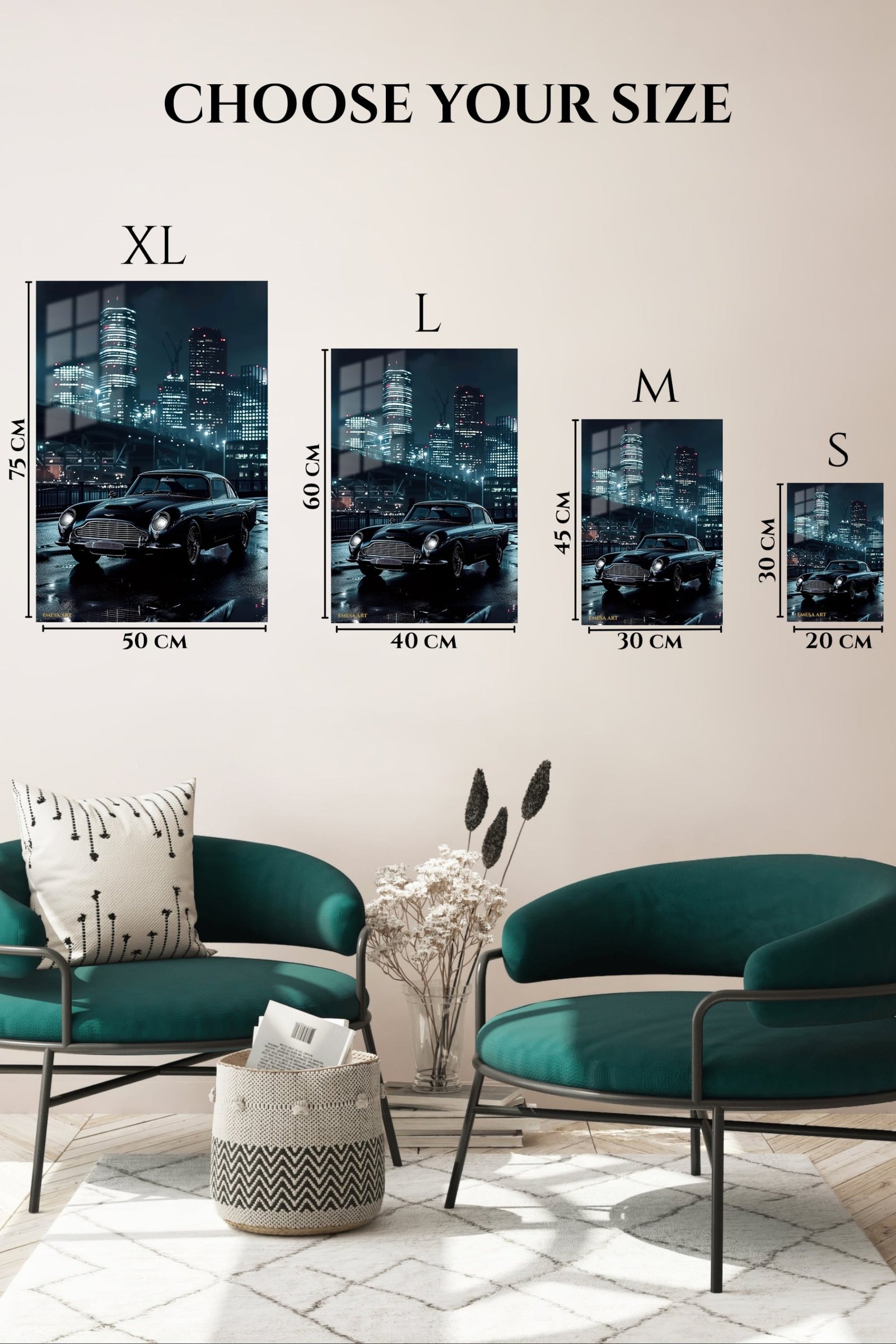 Classic Coupe in Neon City Rain metal wall art print, view 6