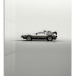 Retro Futuristic Silver Coupe metal wall art print