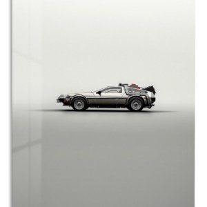 Retro Futuristic Silver Coupe metal wall art print