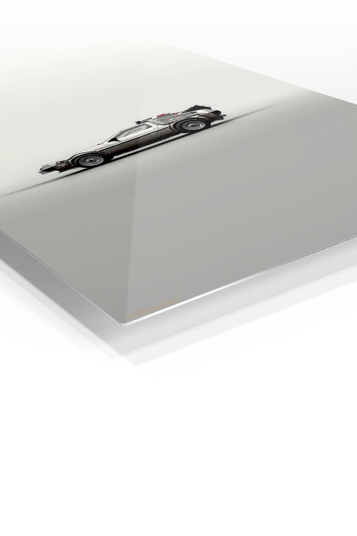 Retro Futuristic Silver Coupe metal wall art print, view 2