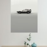 Retro Futuristic Silver Coupe metal wall art print, view 4