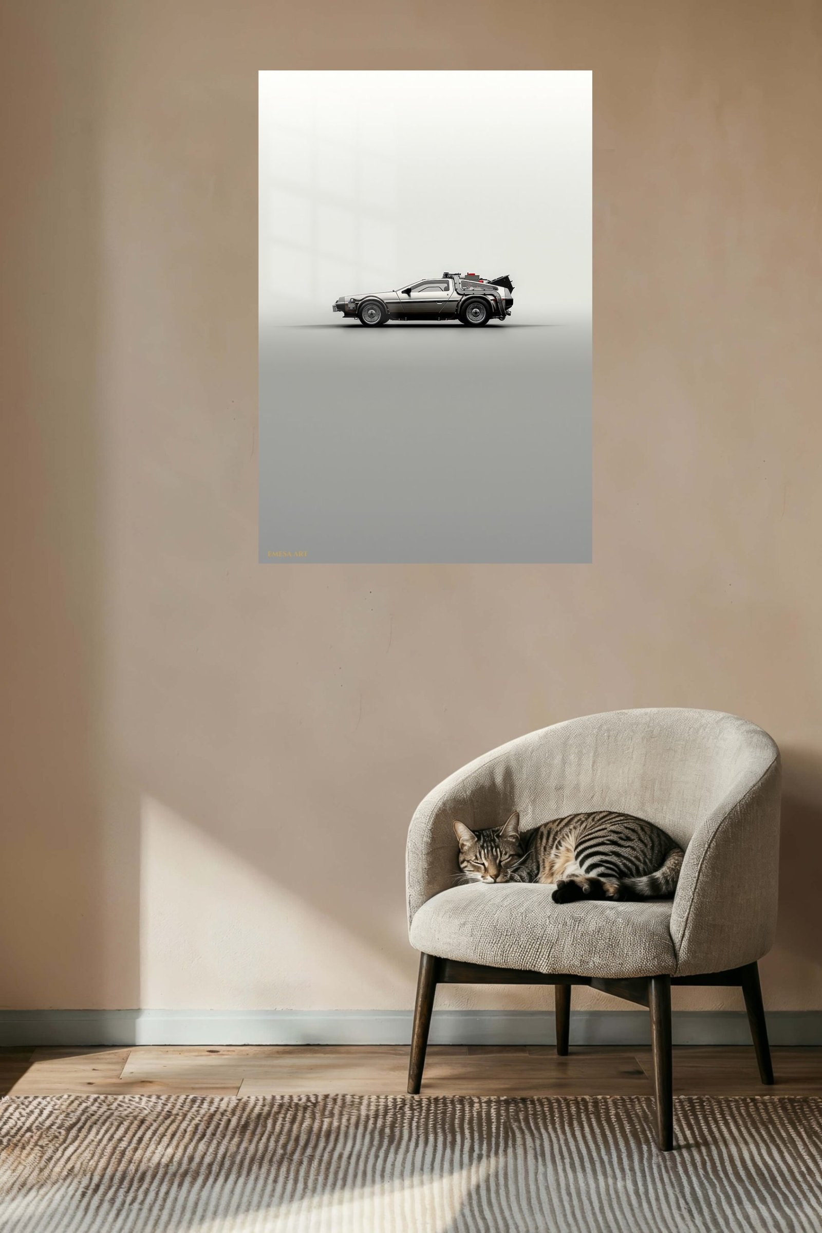 Retro Futuristic Silver Coupe metal wall art print, view 5