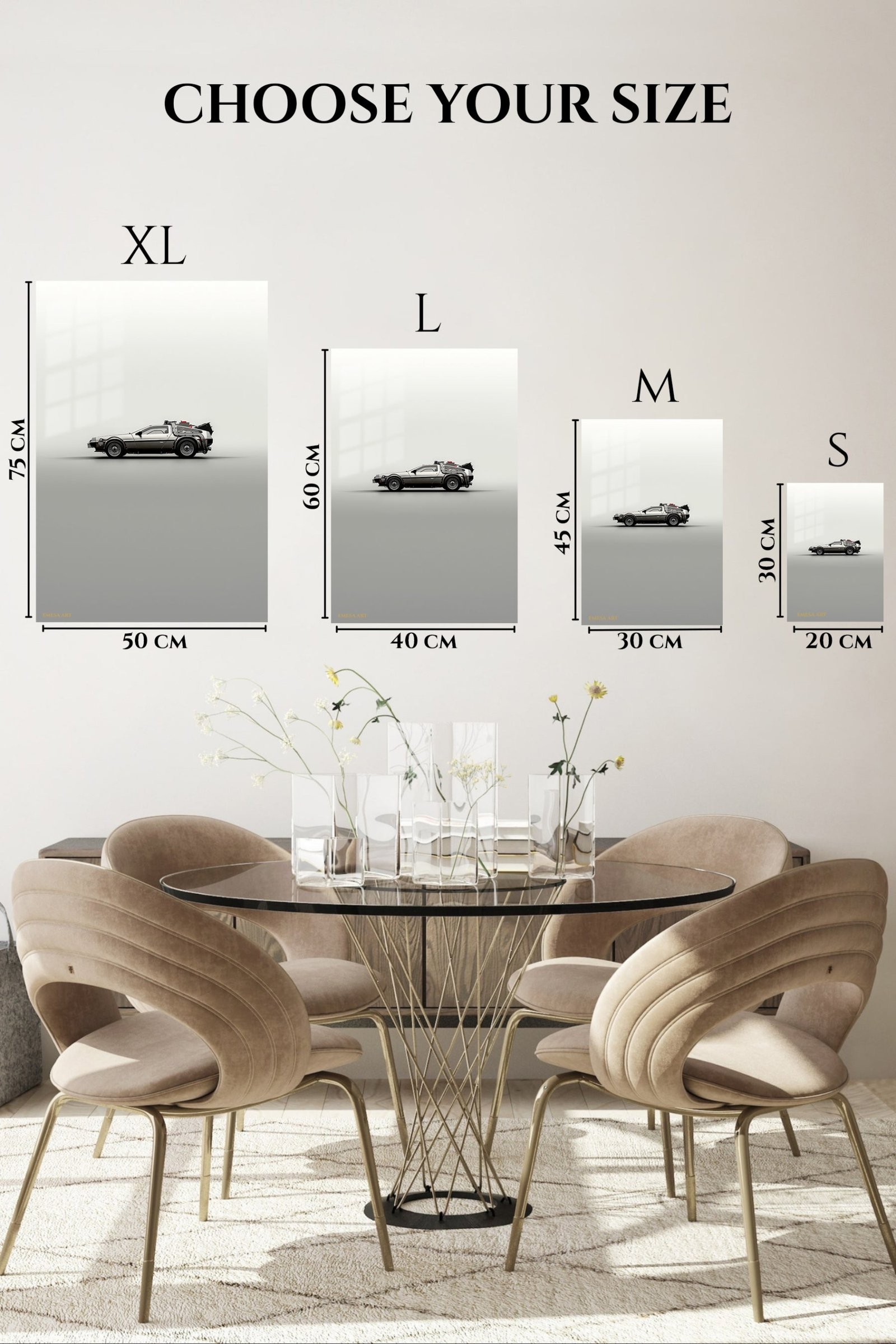 Retro Futuristic Silver Coupe metal wall art print, view 6