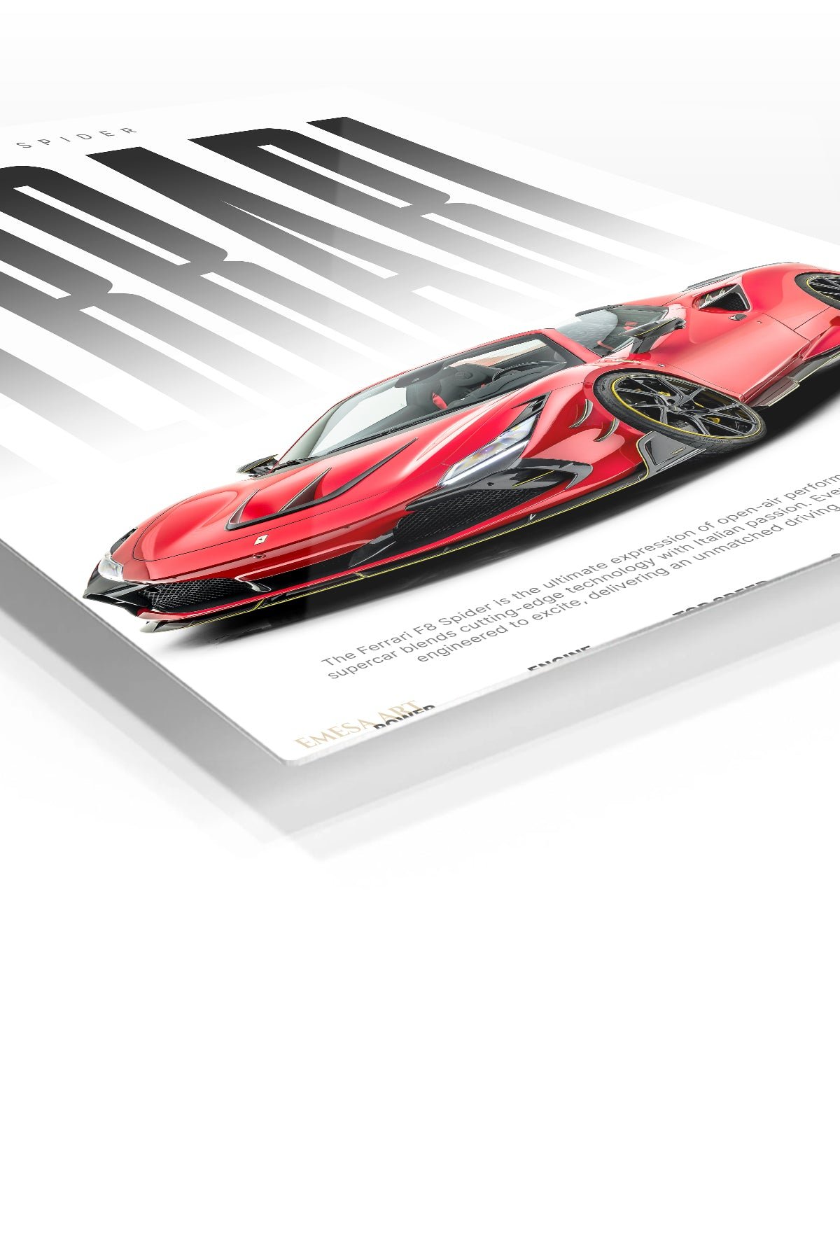 Ferrari F8 Spider Performance Poster metal wall art print, view 2