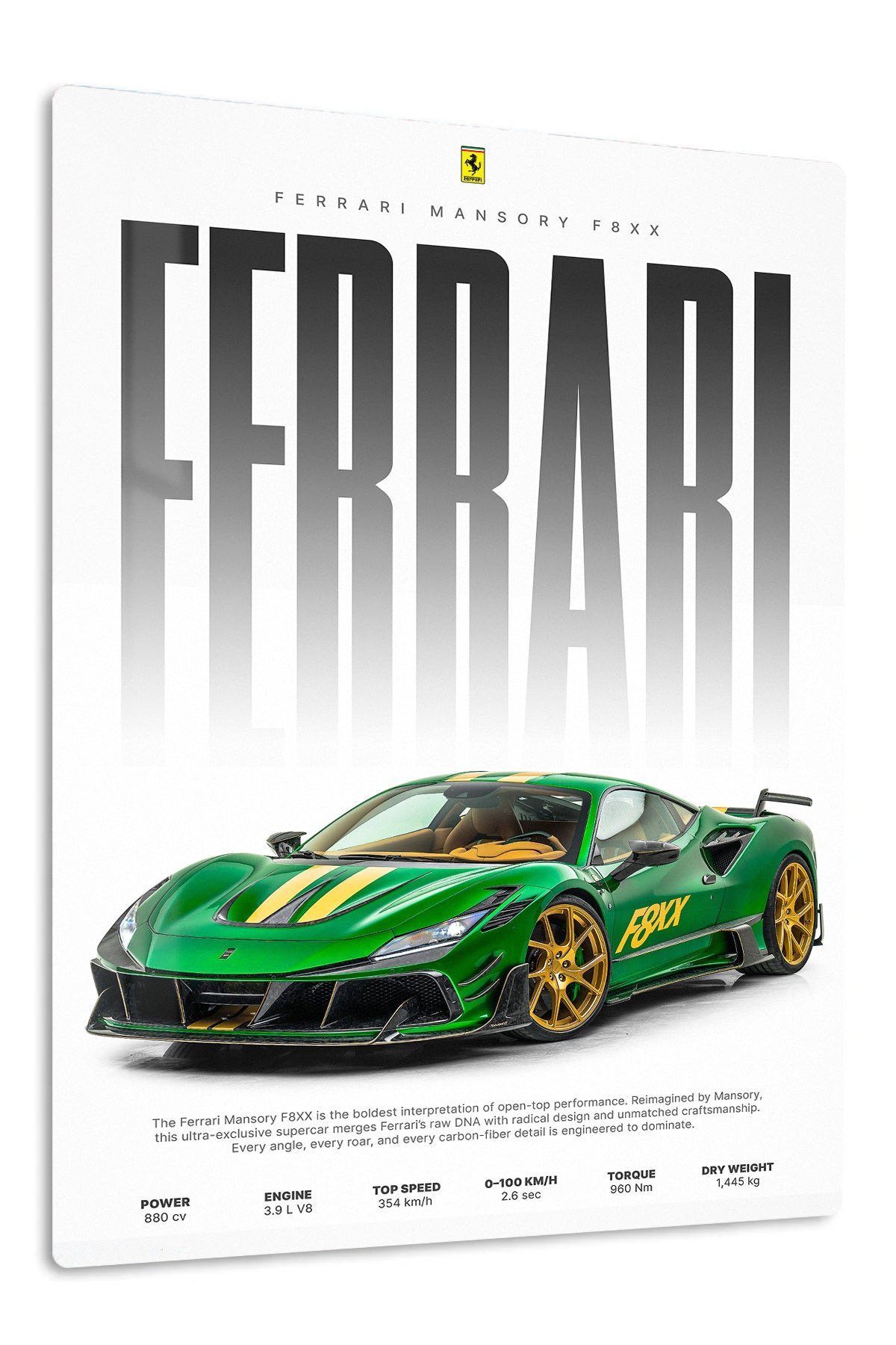 Emerald Green Supercar Typography Poster metal wall art print
