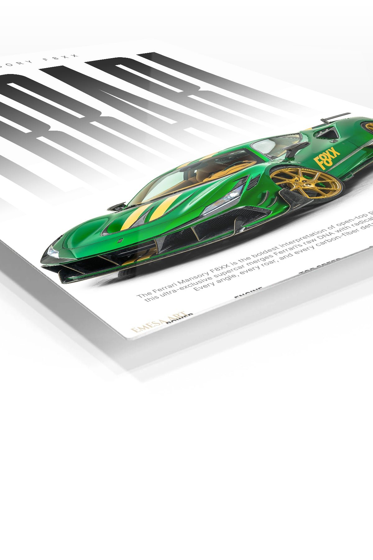Emerald Green Supercar Typography Poster metal wall art print, view 2