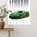Emerald Green Supercar Typography Poster metal wall art print, view 4