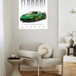Emerald Green Supercar Typography Poster metal wall art print, view 5