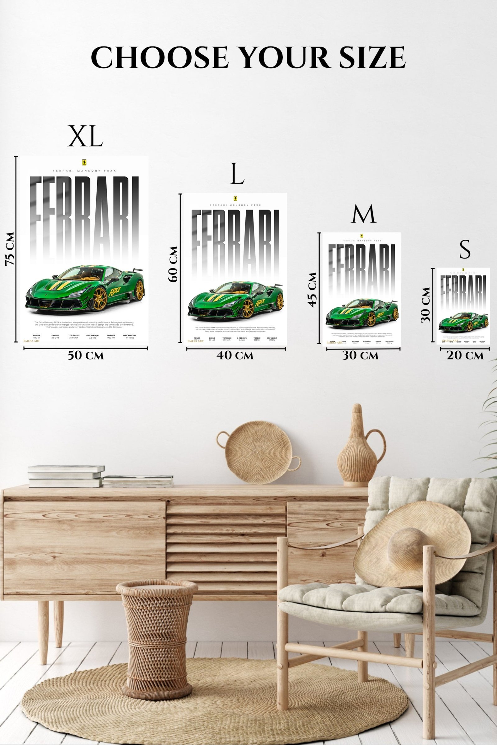 Emerald Green Supercar Typography Poster metal wall art print, view 6